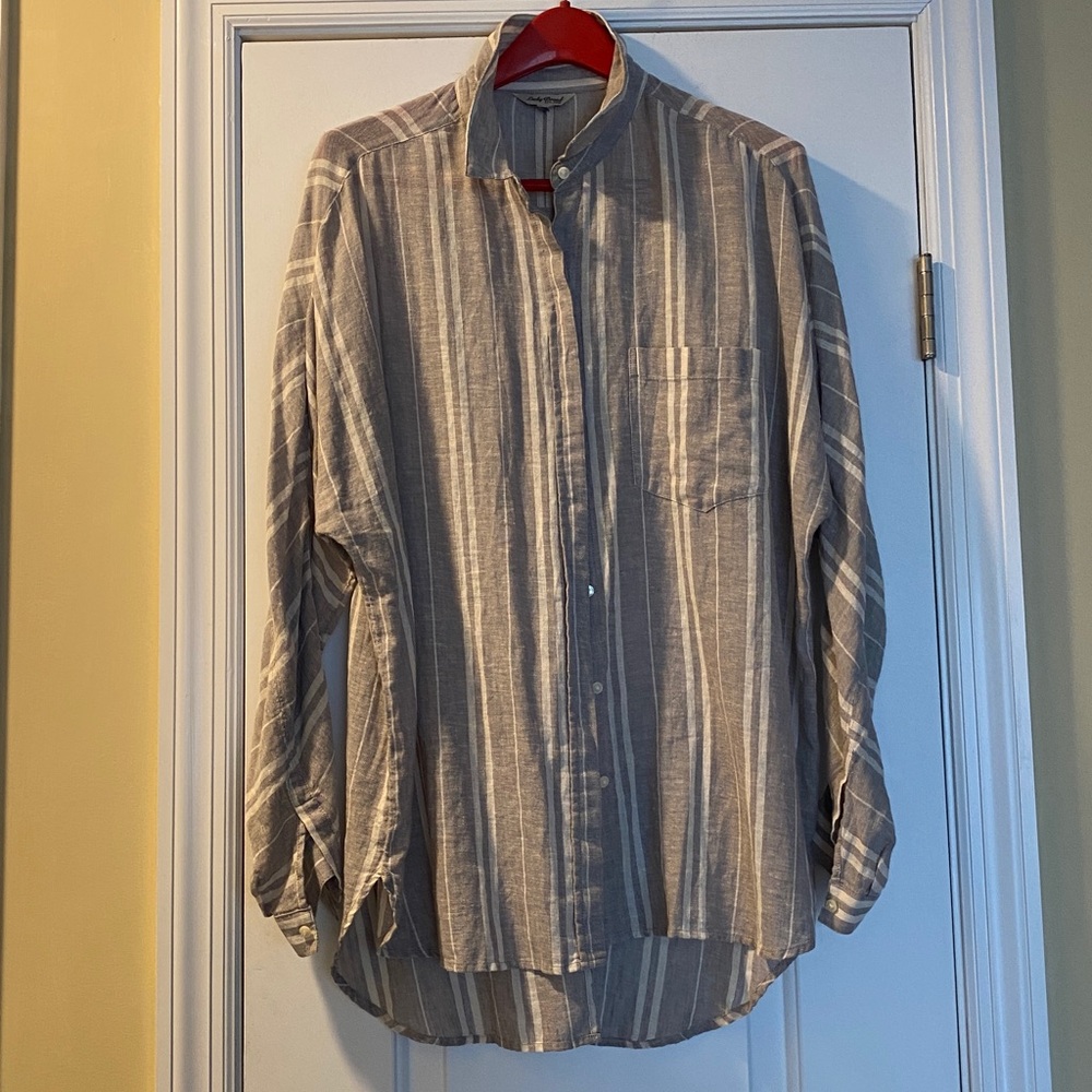 Lucky Brand Beautiful Neutral Color Linen Button-down Shirt Excellent Condition